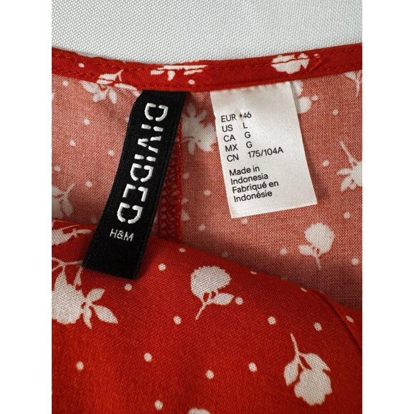 Y2K Red Floral Babydoll Mini Dress L Cottagecore Coquette Soft Girl Romantic - Picture 10 of 12